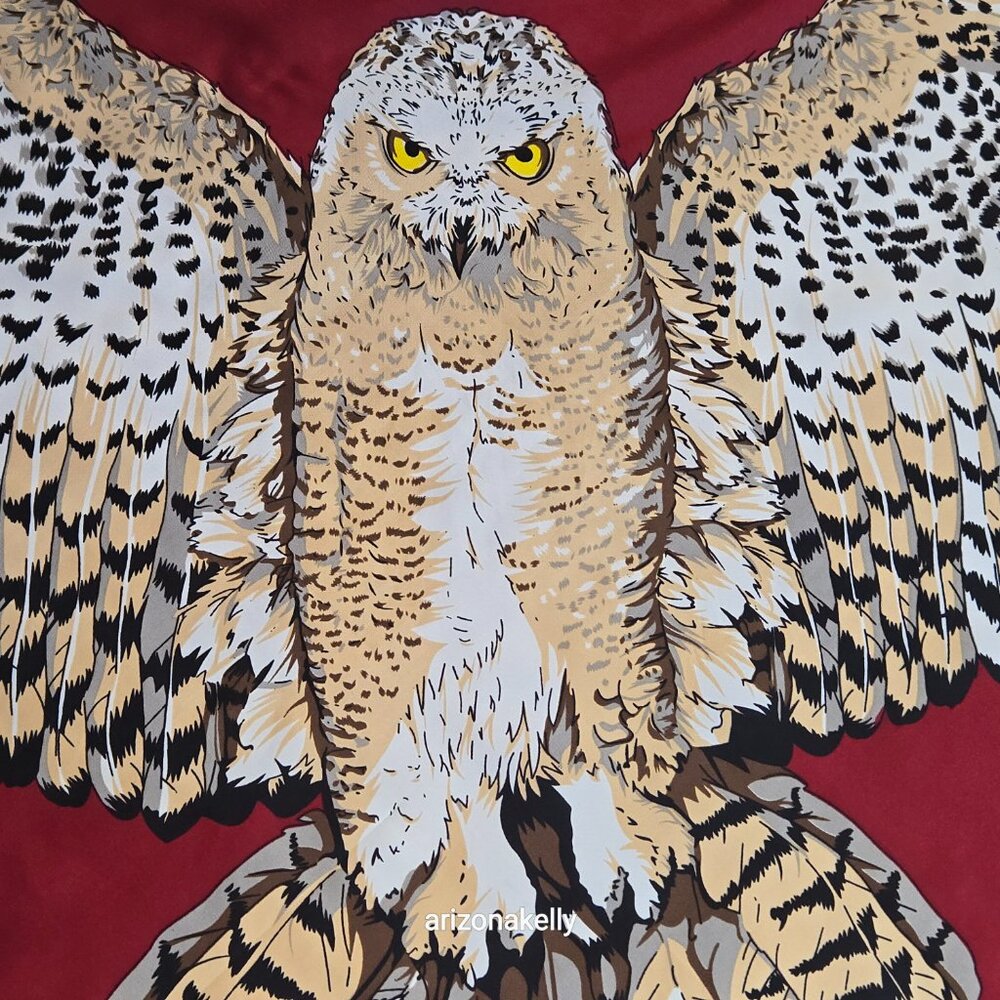 *HUGE* Silk Owl Scarf Wrap Shawl - Picture 12 of 16